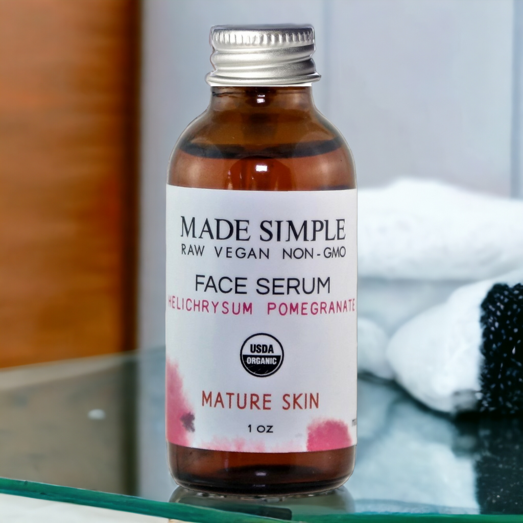 Helichrysum Pomegranate Face Serum for Mature Skin - Certified Organic, Vegan & Cruelty-free